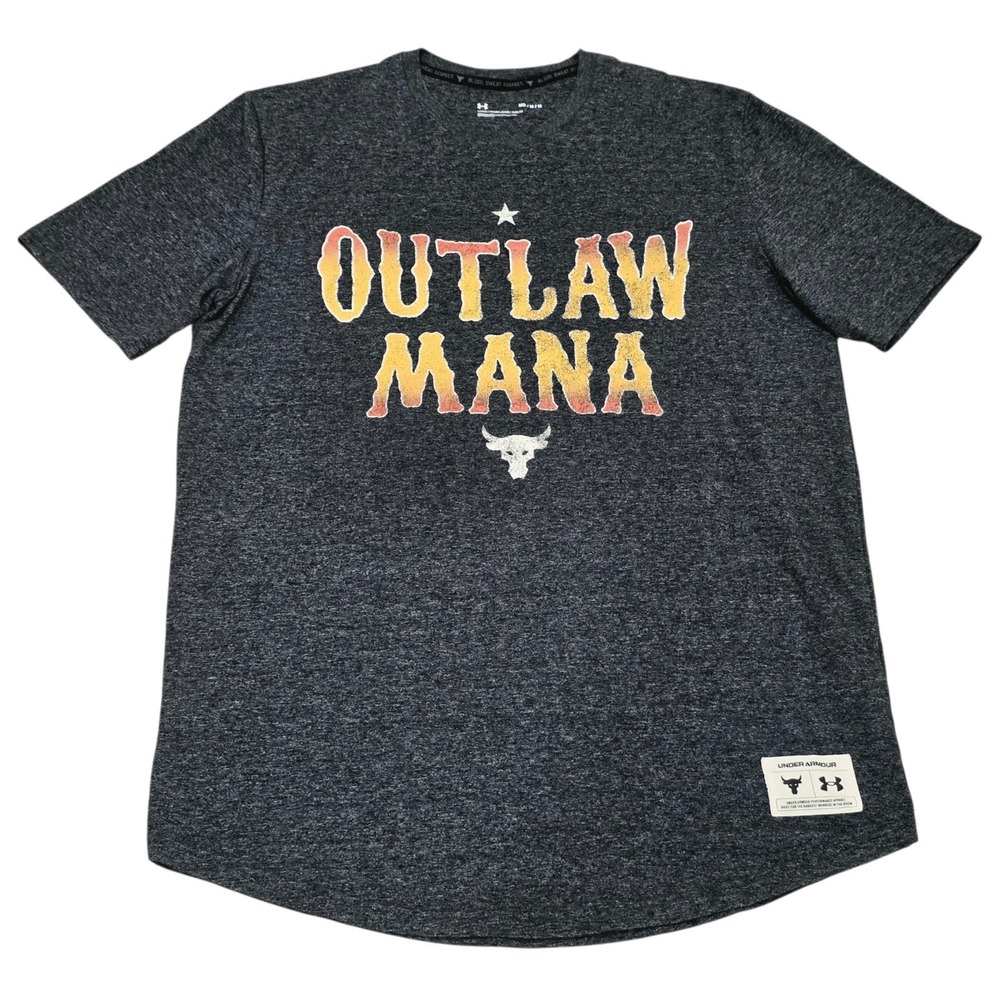 Under Armour Project Rock Outlaw Mana T-Shirt Men's M Black Dwayne Johnson Bull